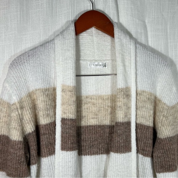 Retrelogy Soft Striped Tan & Cream Knit Long Cardigan Size M - Picture 4 of 6